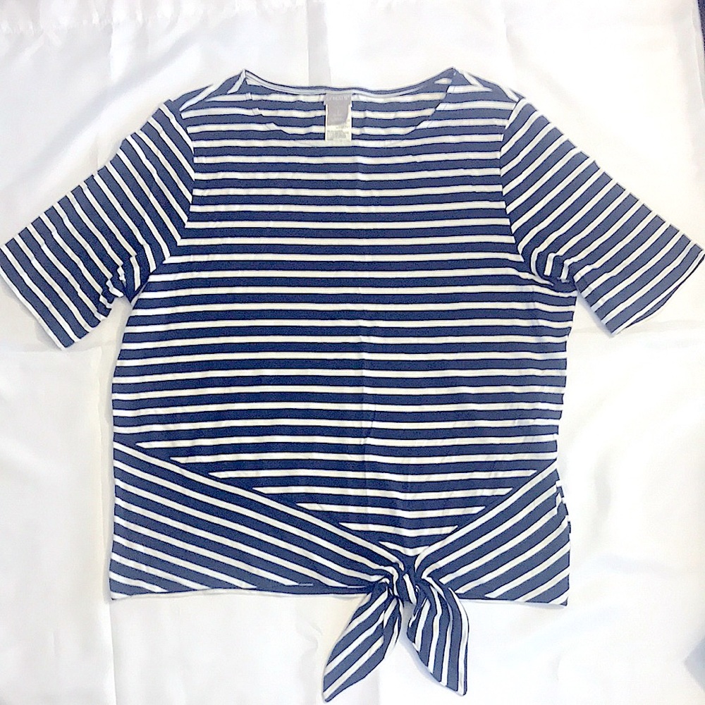 Like new Chico’s size 2 navy and white striped top